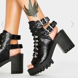 Dolls Kill - Black Peep Toes Ankle Boots